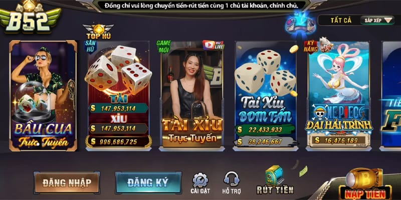 Các game hot trong sảnh game bài B52 club