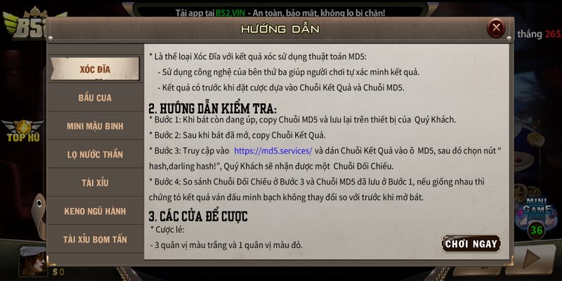 Cách tham gia săn thưởng tại xóc đĩa B52